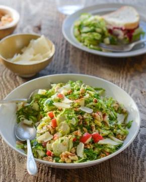Brussels Sprout Salad with Apples, Walnuts & Parmesan